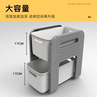 【臺灣熱銷】桌下移動小推車式置物架 兒童書本收納櫃零食包包收納架雙層推拉式