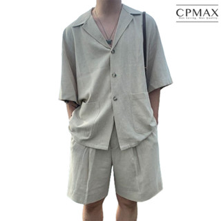 【CPMAX】寬鬆休閒棉麻料襯衣套裝 男生套裝 襯衫套裝 短袖襯衫 套裝 亞麻套裝 INS風 文青【O201】
