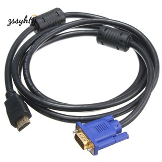 【zssyhtjjj】1.8M 藍色 HDTV HDMI 轉 VGA HD15 公頭適配器電纜轉換器適用於 PC 電視