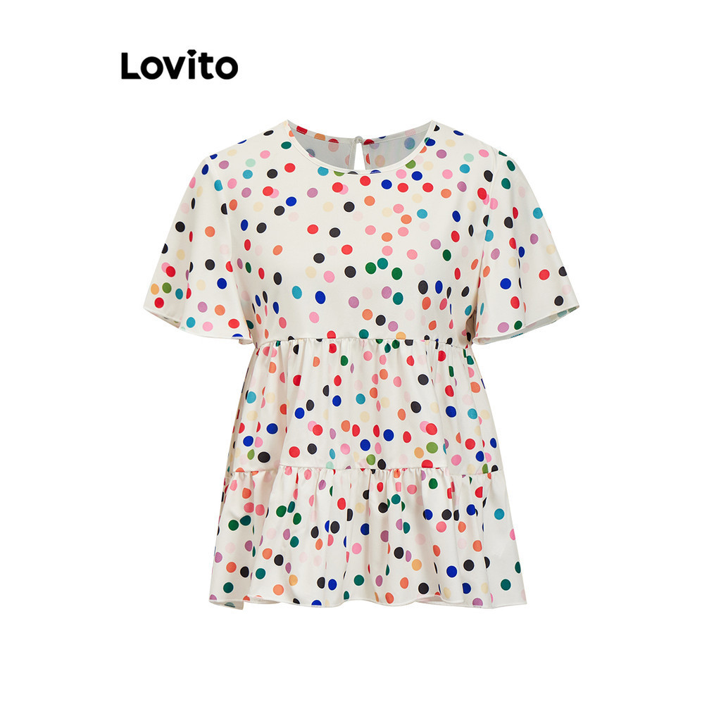 Lovito 女休閒點點圖案襯衫 LSA02015