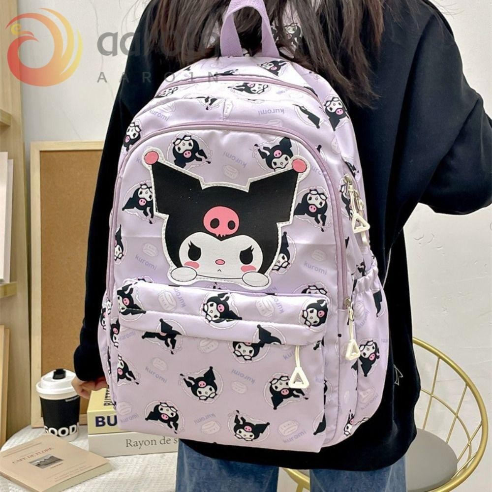 AARO卡通Kuromi背包,韓版風格肉桂兒童書包,甜尼龍凱蒂貓大容量可愛單肩包書包