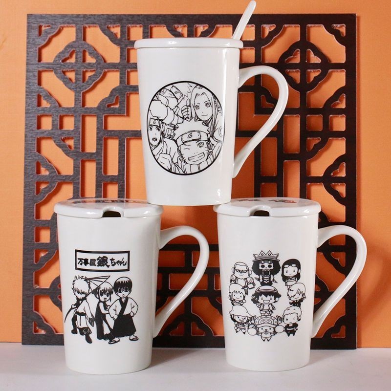 【熱銷】INS銀魂火影海賊王陶瓷杯子女馬克杯情侶水杯家用牛奶早餐咖啡杯