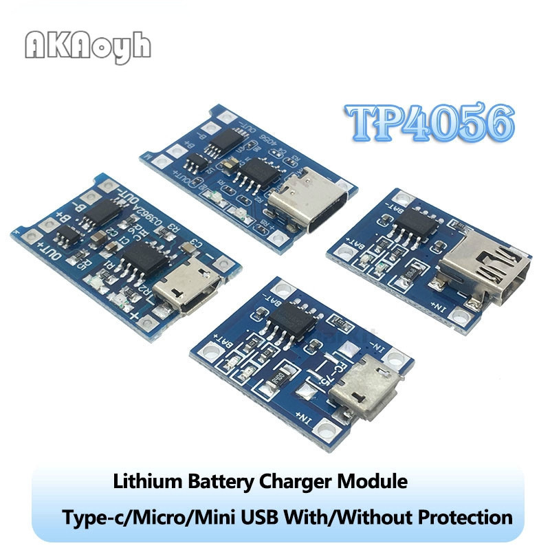 Type-c/micro/mini USB 5V 1A 18650 TP4056鋰電池充電器模塊充電板帶保護雙功能1A鋰