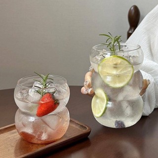可愛創意玻璃馬克杯 ins咖啡店美式冰咖啡冷飲果汁杯 牛奶飲料精緻杯子 早餐玻璃杯