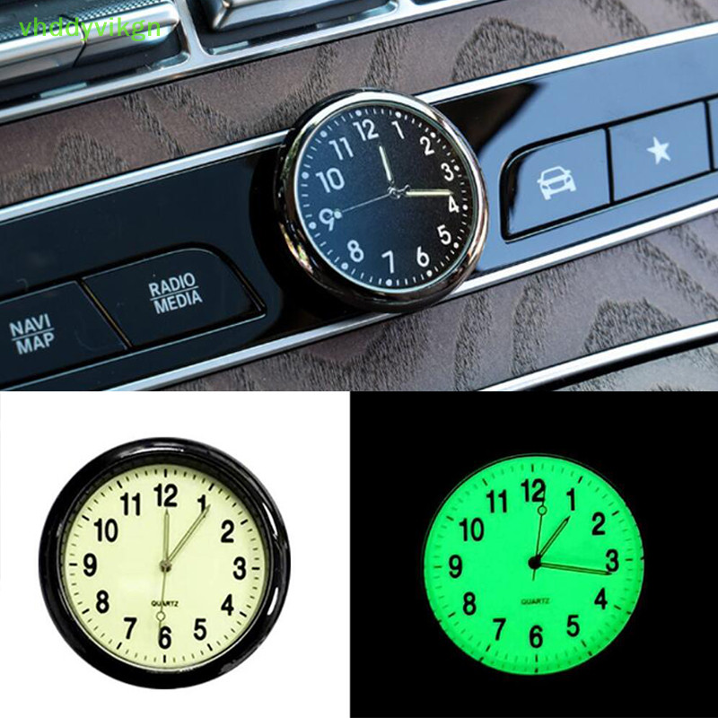Vhdd 汽車飾品配件迷你時尚夜光汽車時鐘汽車內部粘貼式數字手錶機械時鐘 TW