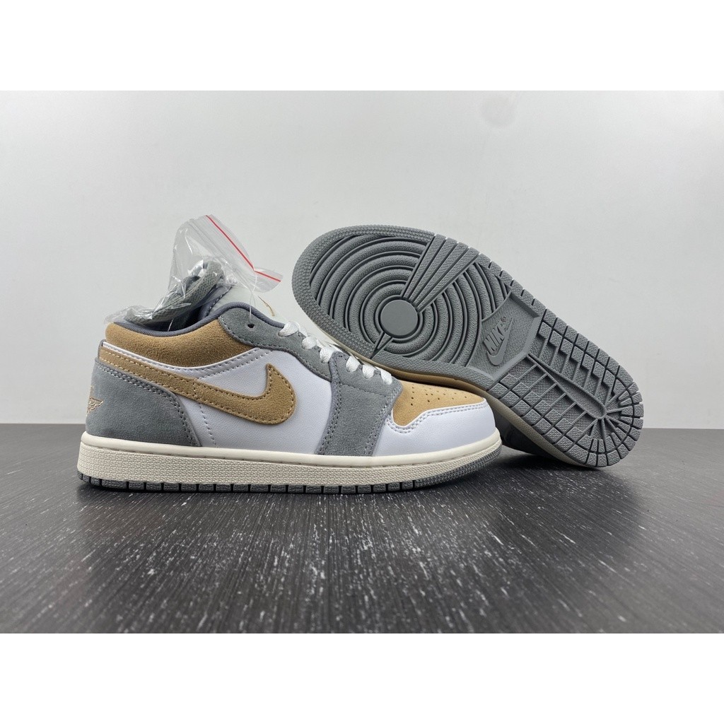 【現貨速發】Air Jordan 1 Low AJ1 白灰棕色 經典 滑板鞋DC0774-189