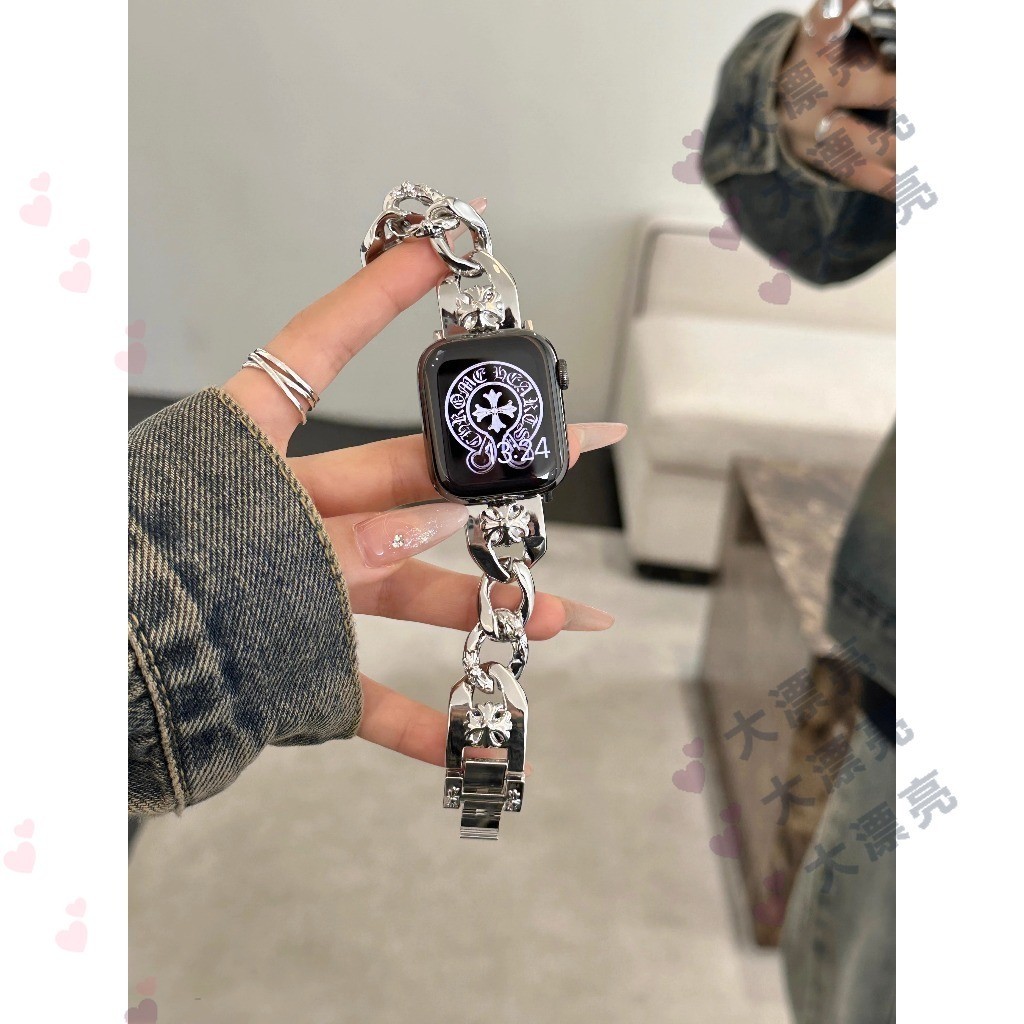 臺灣現貨設計款 APPLE WATCH 克羅十字架錶帶 金屬錶帶 S8 S7 S9 iwatch全系列 女士錶帶