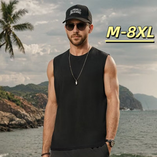 🔥48H出貨 M-8XL 基本款無袖 韓系簡約大尺碼背心男 素色無袖T恤 薄款運動背心 休閒寬鬆無袖上衣 男生籃球上衣
