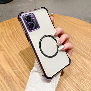 適用於OPPO A57 4G A77s A77 5G A36 A76 A96 4G新款金屬磁吸袋防摔軟矽膠透明手機殼