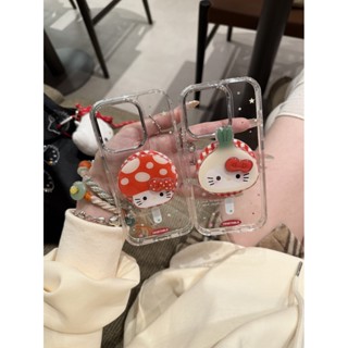 Star Apple 大蒜蘑菇貓小貓支架透明 TPU 保護套適用於 Apple IPhone 16 15 14 13 1