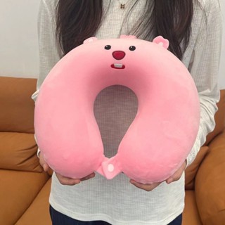 u型頭枕可愛卡通海狸頭枕拆洗記憶回彈午睡宿舍車用護頸枕露生日