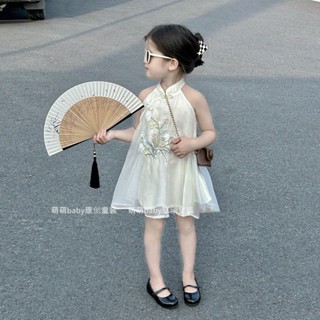 【2161人收藏】原創童裝2024夏季新款女童中國風旗袍裙兒童寶寶刺繡掛脖洋裝子