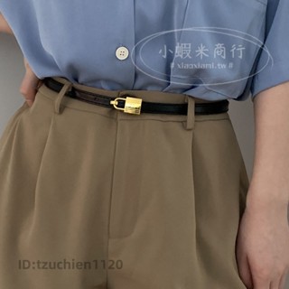 👍精品下殺#小眾複古皮帶女配牛仔褲百搭裝飾細腰帶夏季ins風簡約黑色褲帶女
