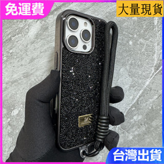 奢華滿鑽適用 iPhone 16 15 14 13 Promax 施華洛世奇水鑽閃鑽新款掛繩防摔手機殼保護套