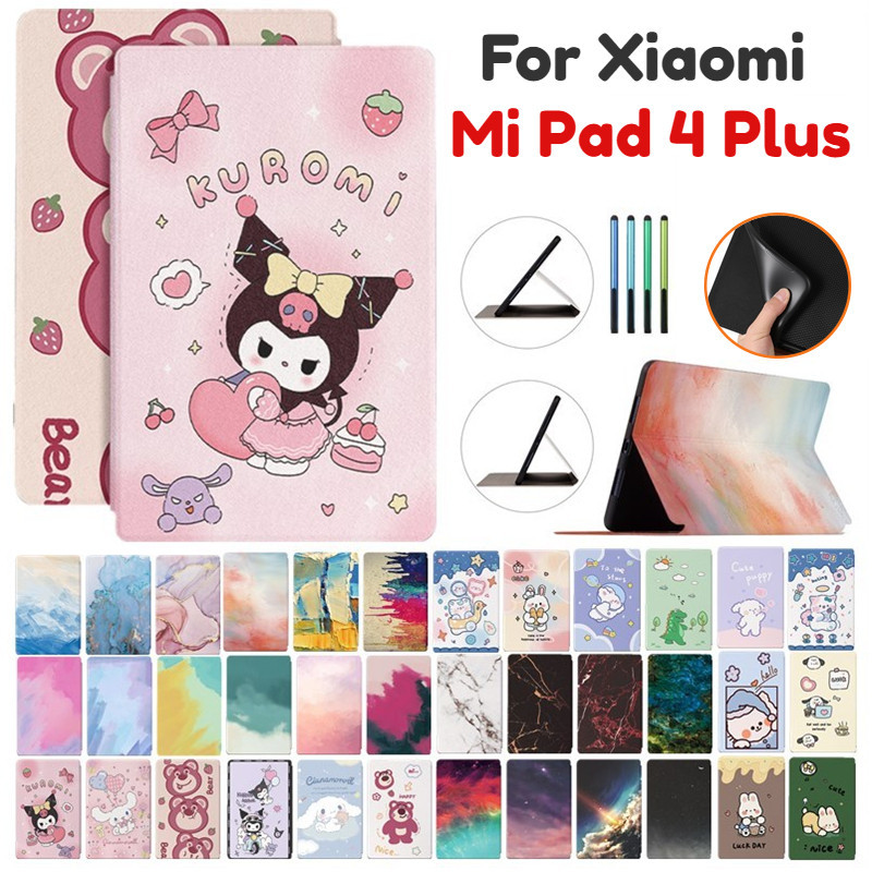 XIAOMI MI Kuromi 卡通彩繪壓紋 PU 皮套適用於小米 Mi Pad 4 Plus/MiPad 4 Plu