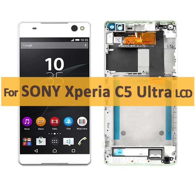 原裝帶邊框適用於索尼 Xperia C5/C5 Ultra E5506 E5533 E5563 E5553 液晶顯示器帶