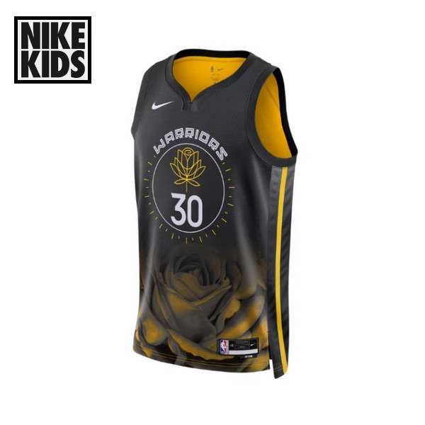 全新原創 NBA 金州勇士隊 #30 兒童咖哩球衣熱壓城市版黑色 H