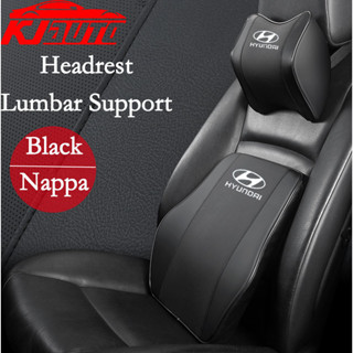 HYUNDAI 現代汽車頸部頭枕枕頭靠頭 Nappa 皮革靠墊汽車透氣腰部支撐枕適用於現代 Stagazer Creta