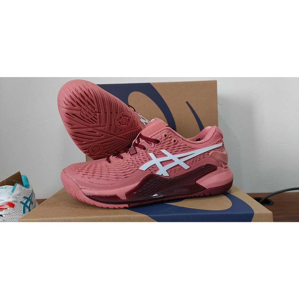 ASICS GEL-RESOLUTION 9 網球鞋男女運動休閒鞋緩震透氣專業球鞋-暗紅色EUR39-46