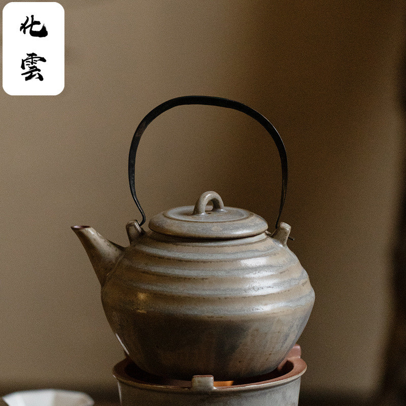日式復古耐高溫提樑煮茶壺圍爐煮茶功夫茶具戶外炭烤炭爐壺【A362】