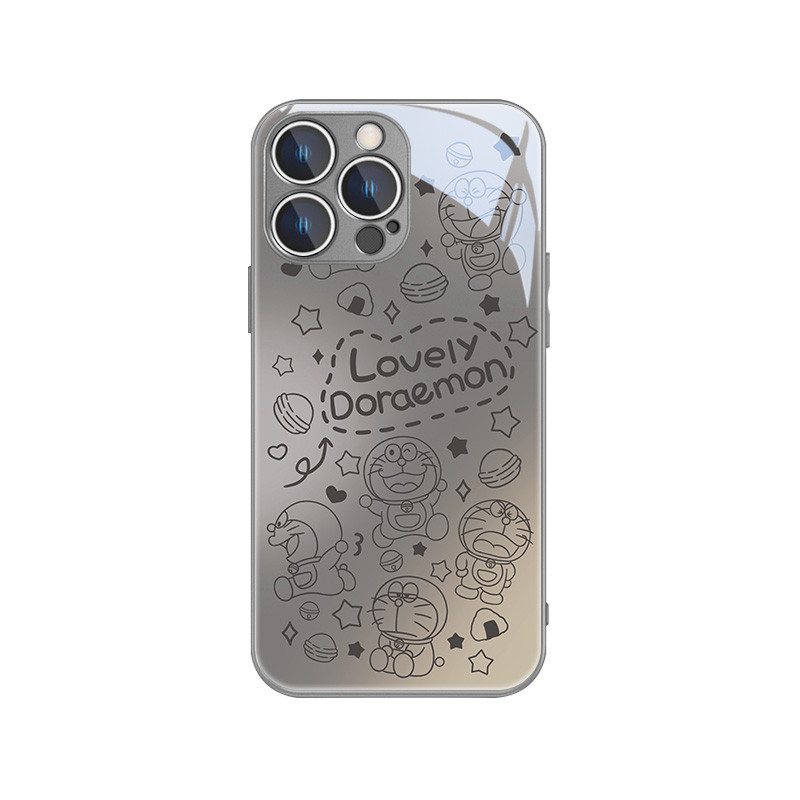 哆啦a夢蘋果15磁吸手機殼iPhone13高級感15plus金屬漆玻璃14Promax新款Magsafe無線充電12pr
