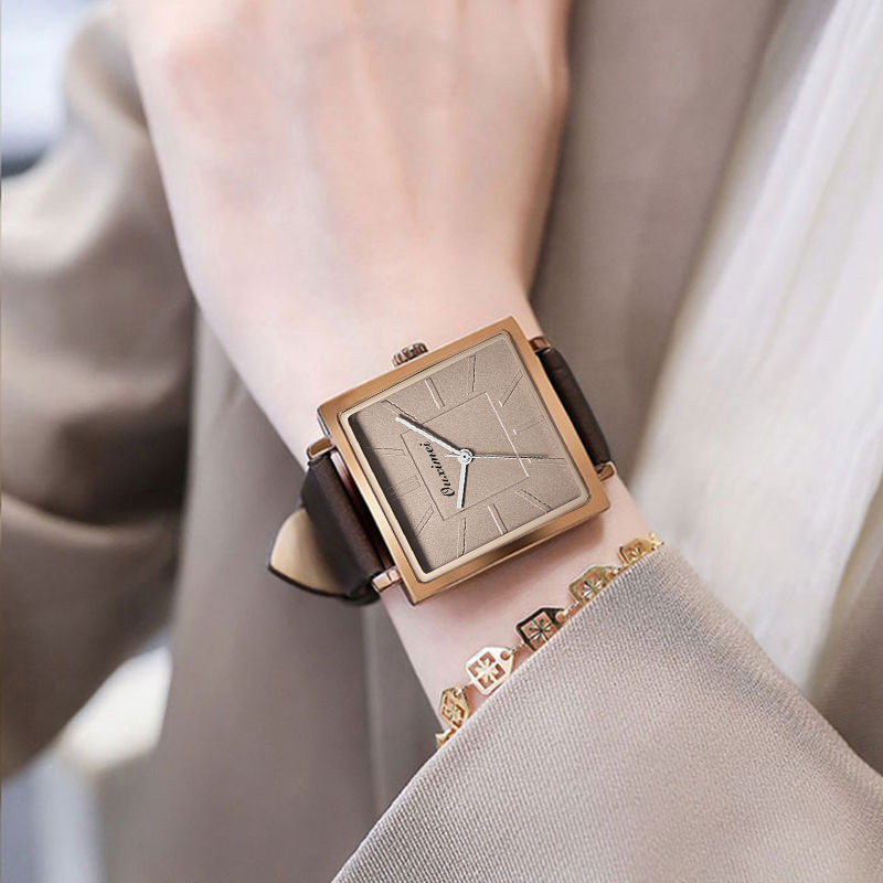 新款女錶爆款女士手錶複古方形手錶全自動非機械錶防水石英錶