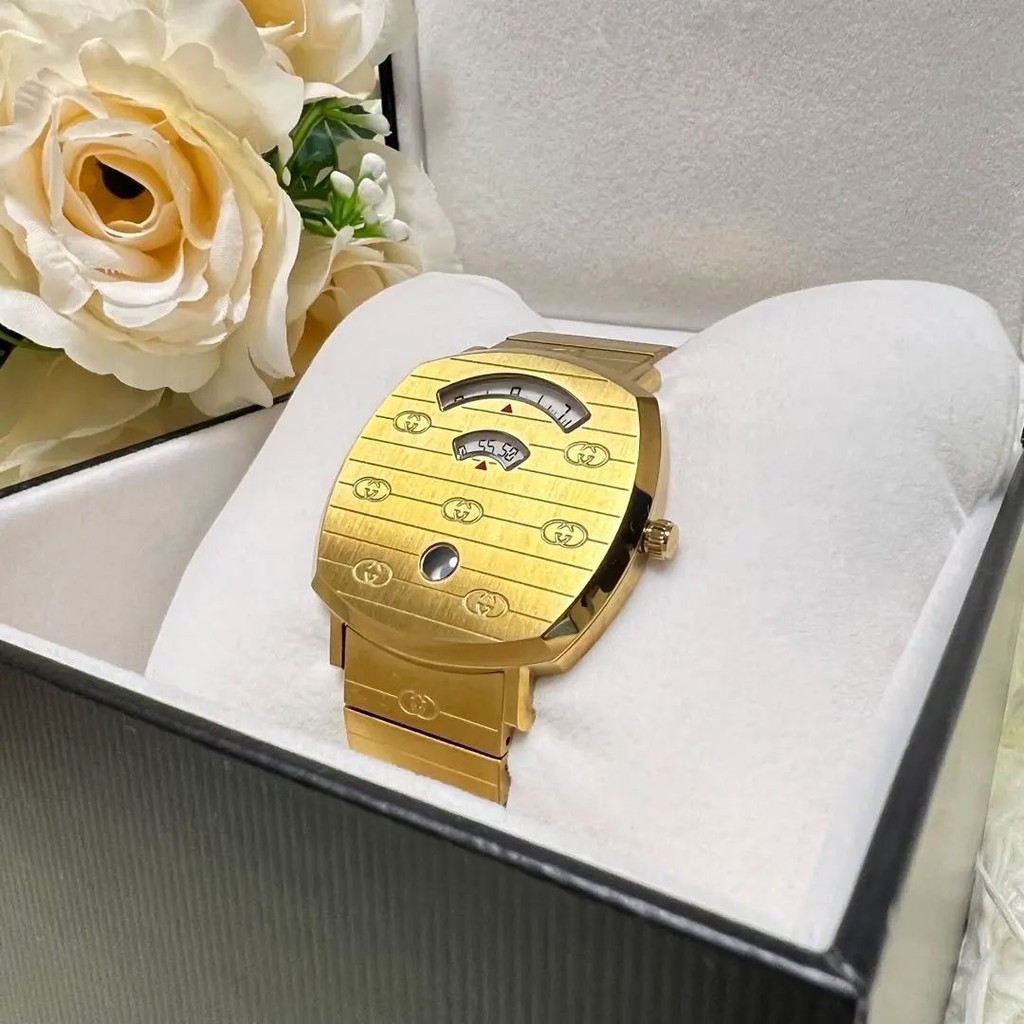 近全新 GUCCI 古馳 手錶 YA157409 GUCCI骨董包 黃色 金色 日本直送 二手