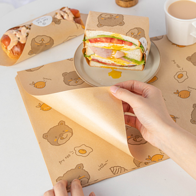 【現貨】【三明治包裝紙】三明治 包裝紙 專用的食品級 漢堡防油紙袋 一次性 吐司飯 手抓餅 文盒