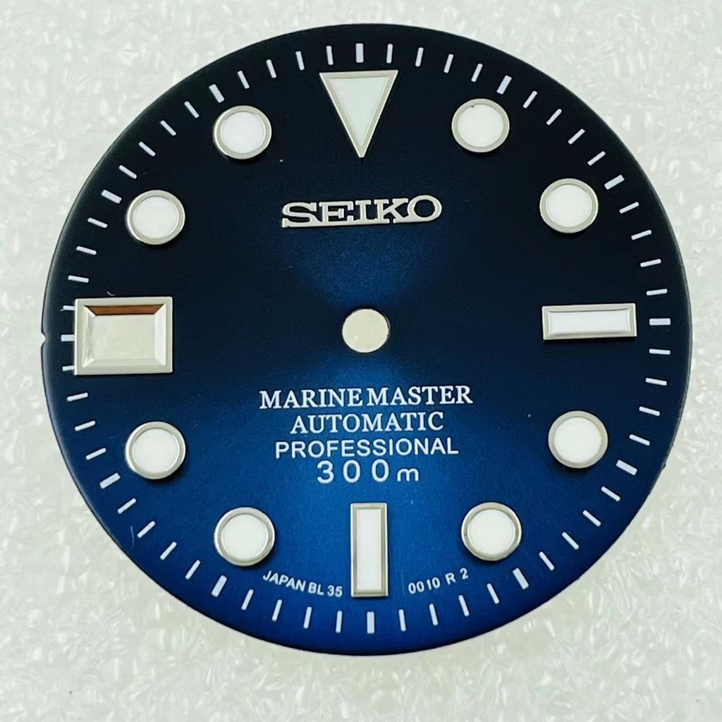 🔥🔥新款水鬼nh35錶盤改反手裝左撇子機械錶面強綠夜光太陽紋錶盤配件
