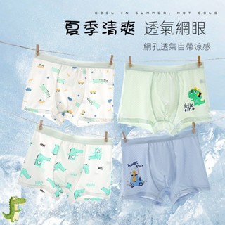 男童內褲冰絲夏季兒童平口褲抗菌網眼薄款大兒童四角短褲男孩寶寶