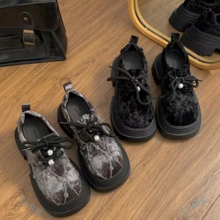 桃園出 特價|女士 厚底 牛津鞋 2025新款 粗跟7CM 黑色/灰色 學生 樂福鞋