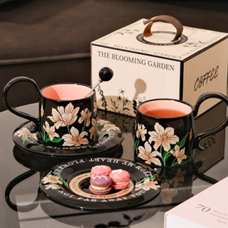 陶瓷咖啡杯 陶瓷咖啡杯組 馬克杯 陶瓷 咖啡杯 復古 咖啡杯組 白瓷 禮盒