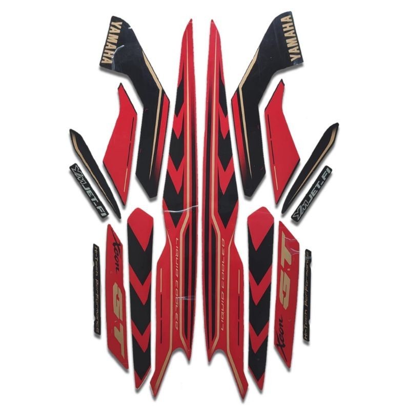 山葉 Merah HITAM Yamaha Xeon Gt 125 2015 2016 車身裝飾條紋貼紙紅色黑色