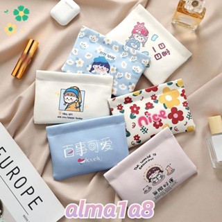 ALMA1A8迷你化妝包,柔軟的Pu皮革卡通圖案口紅袋,便攜式自動關閉旅行收納袋