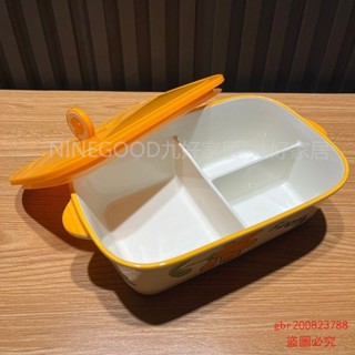高顏值陶瓷分隔便當盒 釉下彩手繪陶瓷高顏值網紅女 學生飯盒分隔密封保鮮碗上班族便當碗