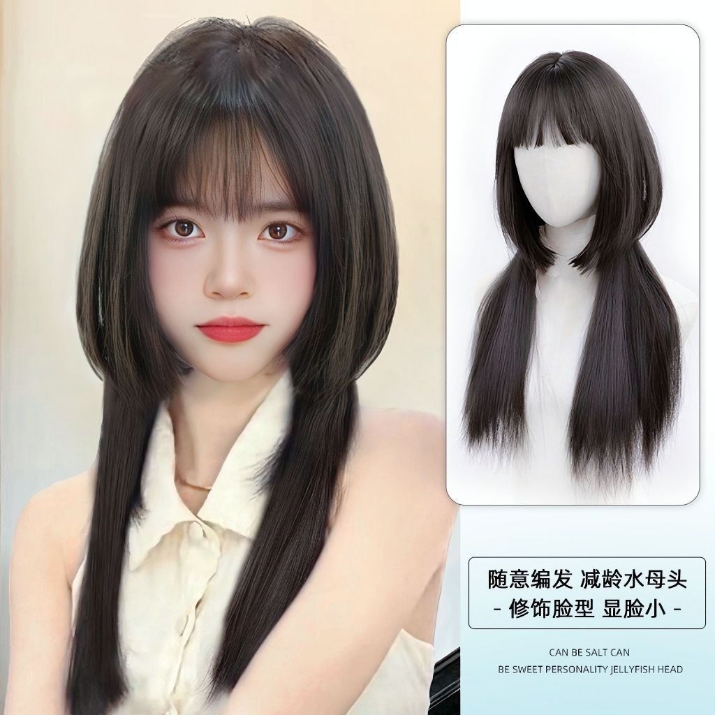【WELOVE】水母頭假髮女長髮全頭套式整頂自然仿真發全真人發短髮公主切假髮