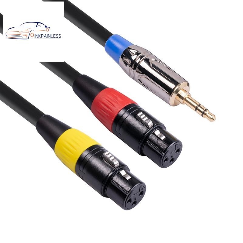 Xlr 電纜 3.5 毫米立體聲插孔公對雙 XLR 母分配器電纜,用於麥克風揚聲器音響控制台,3 米