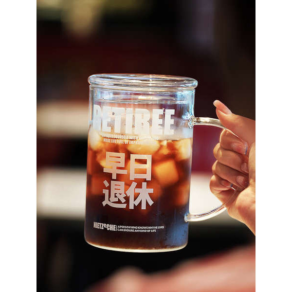 1000ml馬克杯大容量1L茶杯喝水杯子帶蓋帶吸管杯辦公室玻璃水杯