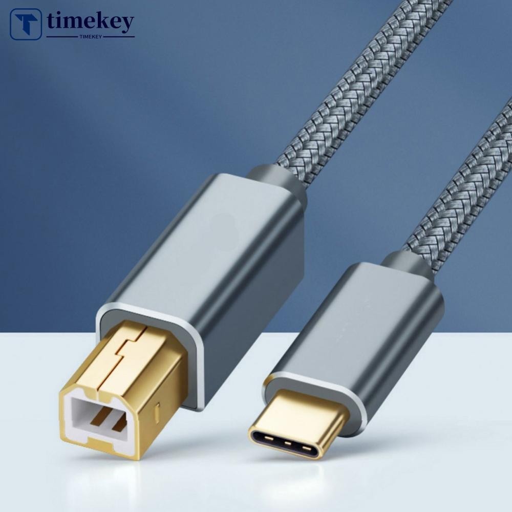 Timekey 1 件筆記本電腦 Type-C 轉方形端口 USB 2.0 打印電纜尼龍編織電子鋼琴電子樂器打印機掃描儀