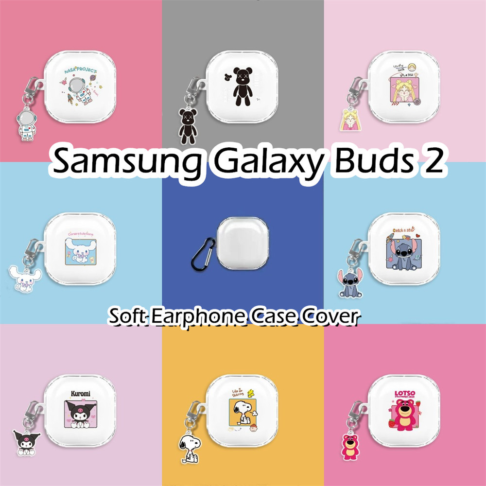 SAMSUNG 【熱賣】適用於三星 Galaxy Buds 2 手機殼透明卡通圖案軟矽膠耳機殼外殼保護套