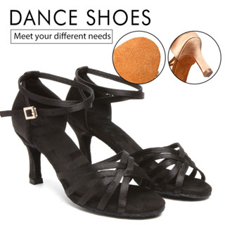 高跟鞋 7cm 女式女童現代舞廳舞鞋拉丁探戈兒童拉丁舞鞋
