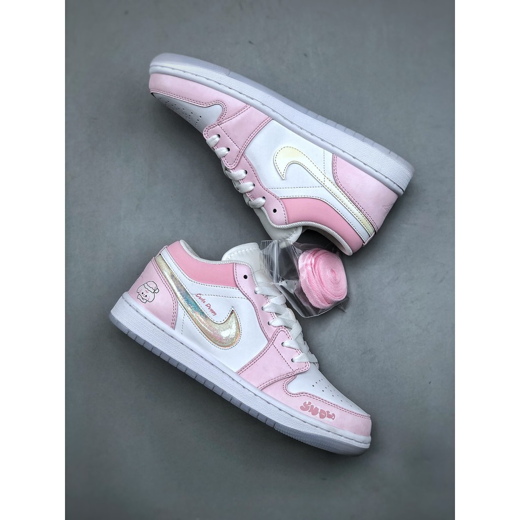 [公司級] A1 低幫 蜜莓聖兔 戶外休閒運動慢跑鞋 板鞋 白粉色FQ9112 100