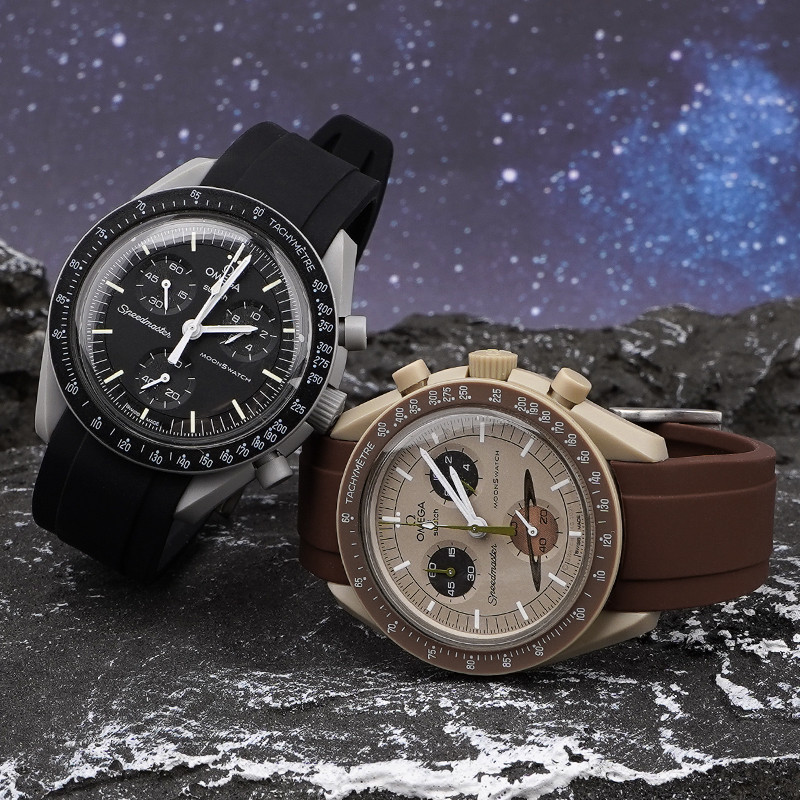 適用swatch×omega聯名錶帶星球月球木土星歐米茄斯沃琪錶帶矽膠
