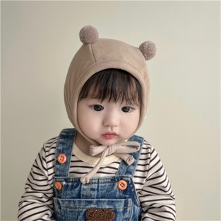 MISSKOI【現貨】嬰兒帽子秋冬季小帽子男童無骨可愛寶寶帽子套頭帽女童防風護耳帽