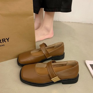 DONCY🔥免運 高階感復古皮鞋 平底鞋 單鞋 經典百搭 美拉德 淺口鞋 方頭 一腳蹬 瑪麗珍鞋 小皮鞋 韓國女鞋