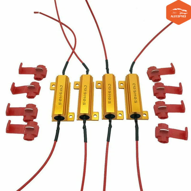 4 件 LED 指示燈鎮流器負載電阻器閃光率繼電器轉向信號燈泡 50W 6 ohm 負載電阻器