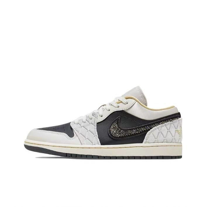 adidasAJ1 LOW黑灰綢緞籃球鞋小眾男女款aj1低幫休閒板鞋DV1762-001