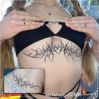 🔥 熱賣 MG tattoo 歐美酷炫胸下性感辣妹愛心棘刺蝴蝶鎖骨後腰紋身貼紙 時尚 百搭 ins