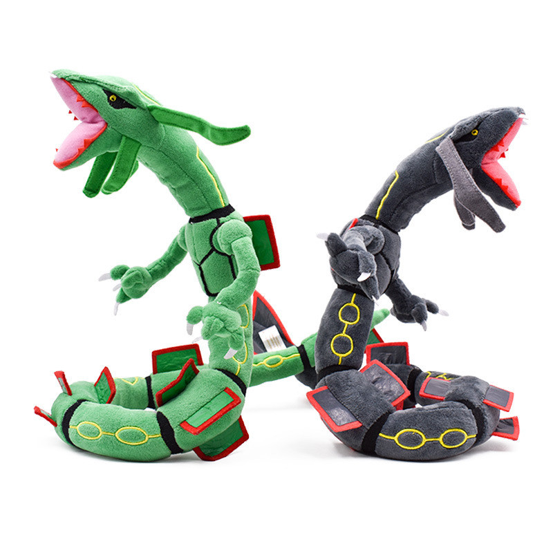 70 厘米口袋妖怪皮卡丘毛絨 Rayquaza 毛絨閃亮 Rayquaza 綠色黑色 Peluche 填充娃娃玩具兒童禮