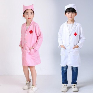 兒童服裝角色扮演角色扮演服裝醫生整體白色禮服護士制服玩具帶帽子
